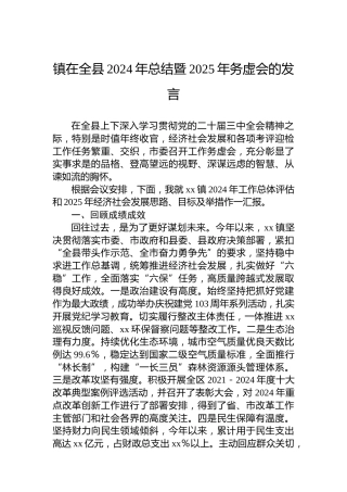 镇在全县2024年总结暨2025年务虚会的发言