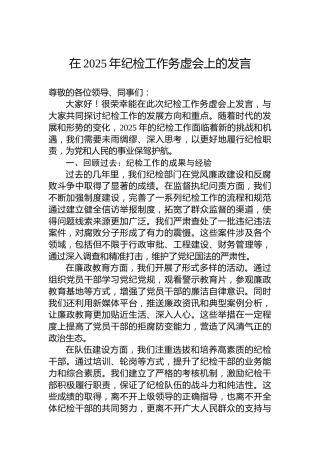 在2025年纪检工作务虚会上的发言