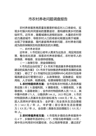 市农村养老问题调查报告
