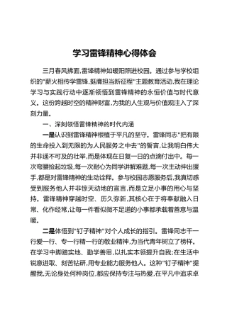 学习雷锋精神心得体会