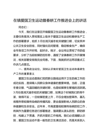 乡镇爱国卫生运动暨春耕工作推进会上的讲话