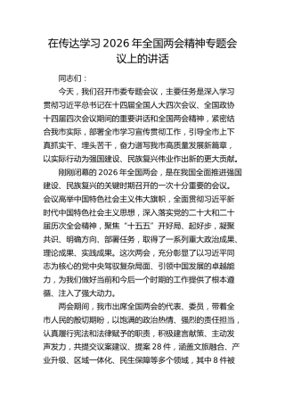 在传达学习2026年全国两会精神专题会议上的讲话3