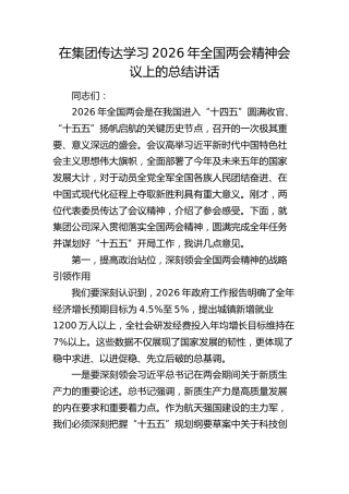 在传达学习2026年全国两会精神会议上的讲话4