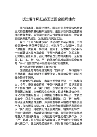 以过硬作风扛起国资国企担纲使命