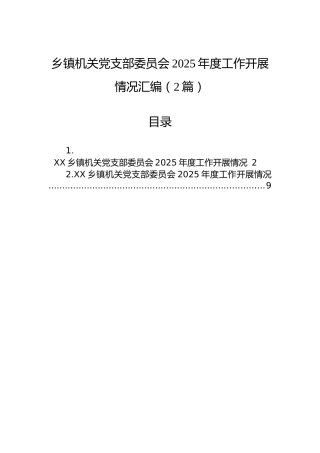 乡镇机关党支部委员会2025年度工作开展情况汇编（2篇）