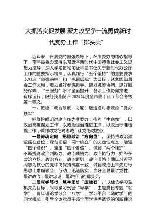 大抓落实促发展聚力攻坚争一流勇做新时代党办工作“排头兵”