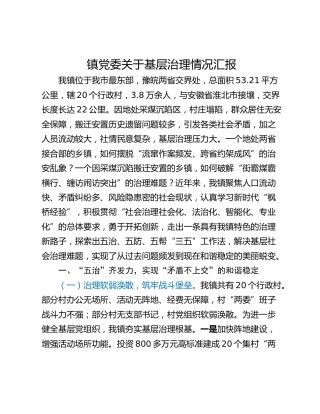 镇党委关于基层治理情况汇报