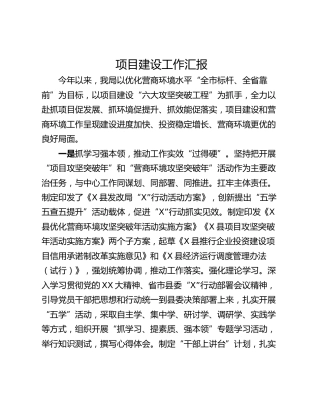 项目建设工作汇报