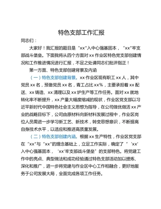 特色支部工作汇报