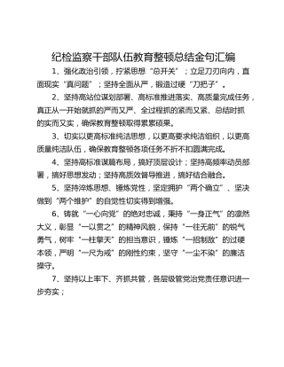 纪检监察干部队伍教育整顿总结金句汇编
