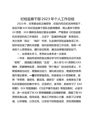 纪检监察干部2023年个人工作总结