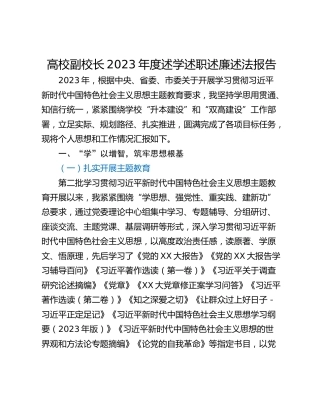 高校副校长2023年度述学述职述廉述法报告 (2)
