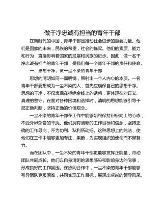 做干净忠诚有担当的青年干部