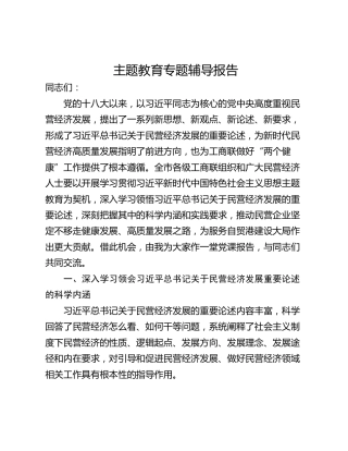 主题教育专题辅导报告