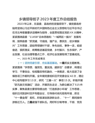 乡镇领导班子2023年度工作总结报告