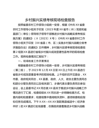 乡村振兴实绩考核现场检查报告