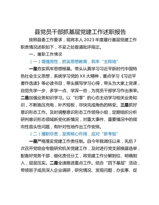 县党员干部抓基层党建工作述职报告_1