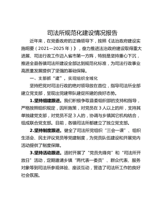 司法所规范化建设情况报告