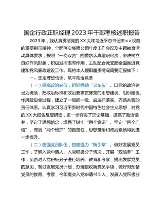 国企行政正职经理2023年干部考核述职报告