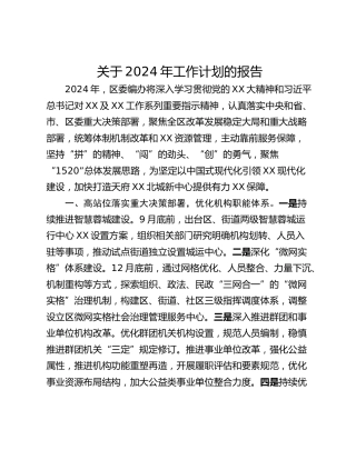 关于2024年工作计划的报告