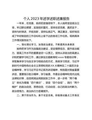 个人2023年述学述职述廉报告