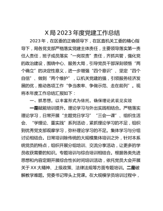 X局2023年度党建工作总结