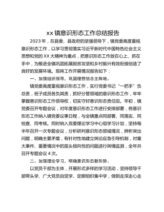 xx镇意识形态工作总结报告