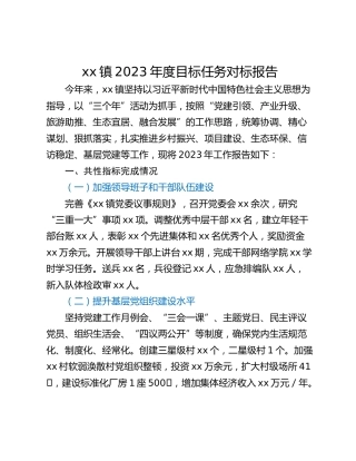 xx镇2023年度目标任务对标报告