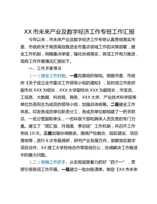 XX市未来产业及数字经济工作专班工作汇报