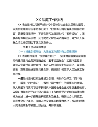 XX法庭工作总结