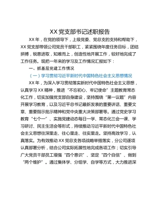 XX党支部书记述职报告