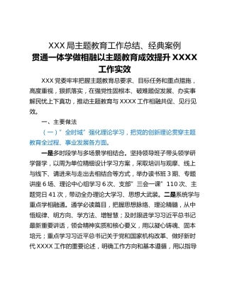 XXX局主题教育工作总结、经典案例