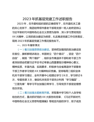 2023年抓基层党建工作述职报告_2