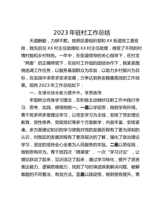 2023年驻村工作总结