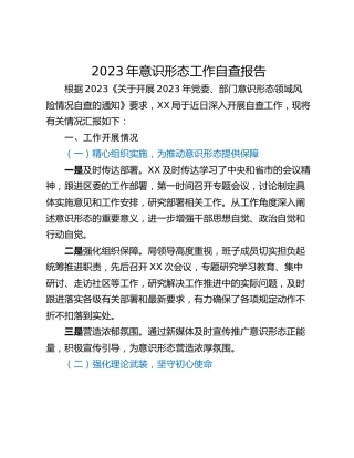 2023年意识形态工作自查报告