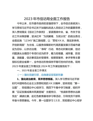 2023年市信访局全面工作报告