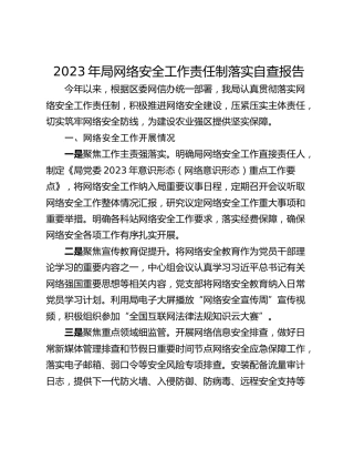 2023年局网络安全工作责任制落实自查报告