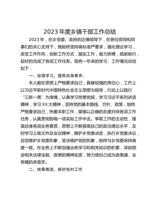 2023年度乡镇干部工作总结