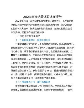 2023年度纪委述职述廉报告