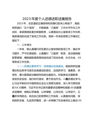 2023年度个人述德述职述廉报告