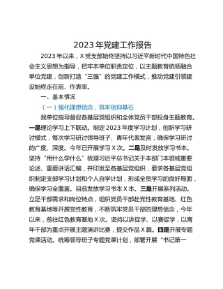 2023年党建工作报告