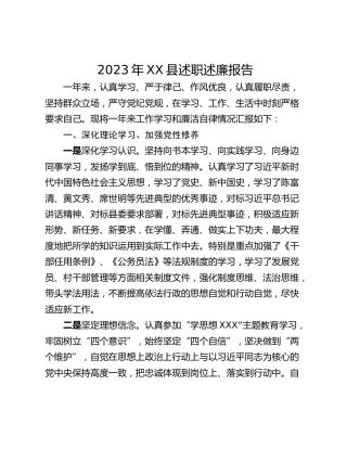 2023年XX县述职述廉报告