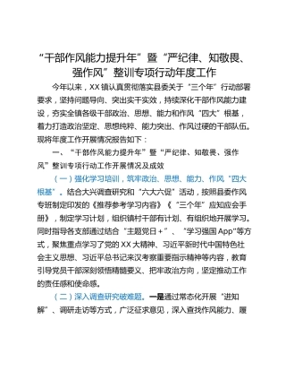 “干部作风能力提升年”暨“严纪律、知敬畏、强作风”整训专项行动年度工作