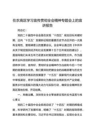 在农高区学习宣传贯彻二十届四中全会精神专题会上的宣讲报告