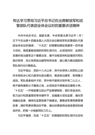 第一议题：传达学习贯彻习近平总书记在出席解放军和武警部队代表团全体会议时的重要讲话精神(8)
