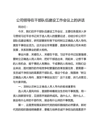 公司领导在干部队伍建设工作会议上的讲话