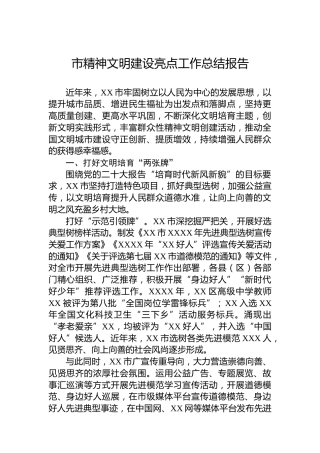 市精神文明建设亮点工作总结报告