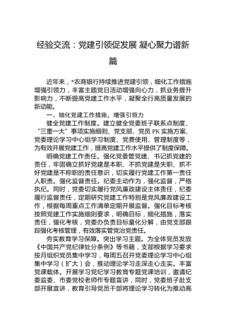 经验交流：党建引领促发展凝心聚力谱新篇
