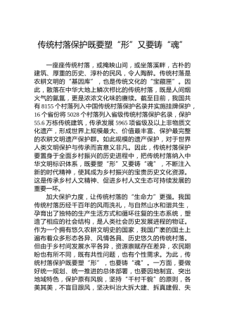 传统村落保护既要塑“形”又要铸“魂”