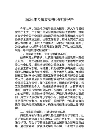 2024年乡镇党委书记述法报告